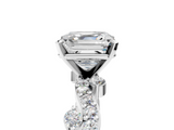 White gold Asscher Cut Solitaire Diamond Twisted Band with Pave Setting_29