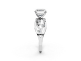 White gold Asscher Cut Solitaire Diamond with Side Stones on Criss-Cross Band and Four-Prong Setting_26