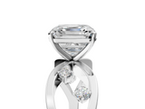 White gold Asscher Cut Solitaire Diamond with Side Stones on Criss-Cross Band and Four-Prong Setting_29