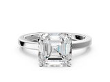 White gold Asscher Cut Solitaire Engagement Ring with Four-Prong Setting on a Classic Band_10