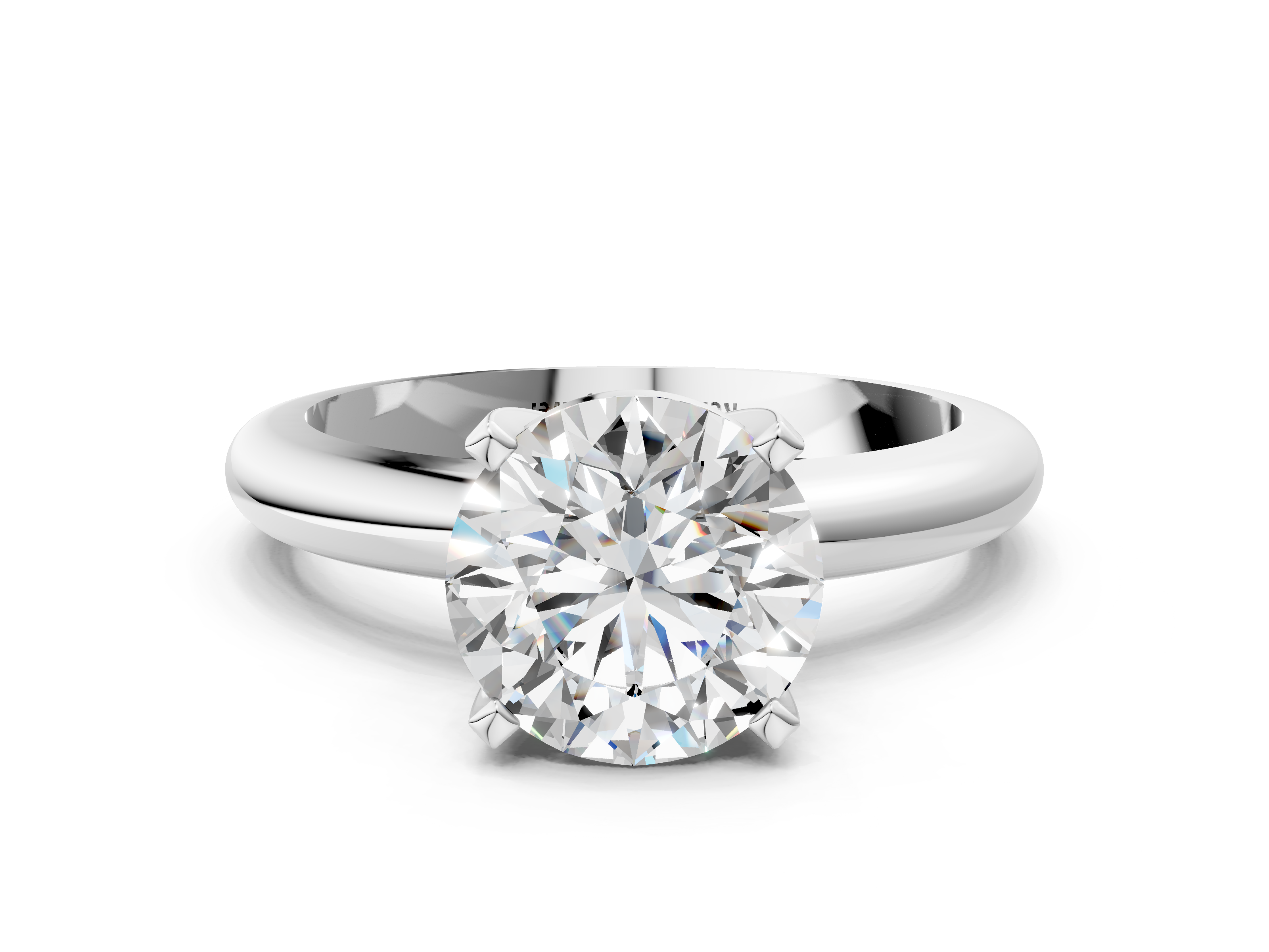 White gold Asscher Cut Solitaire Engagement Ring with Round Band and Four-Prong Setting_12