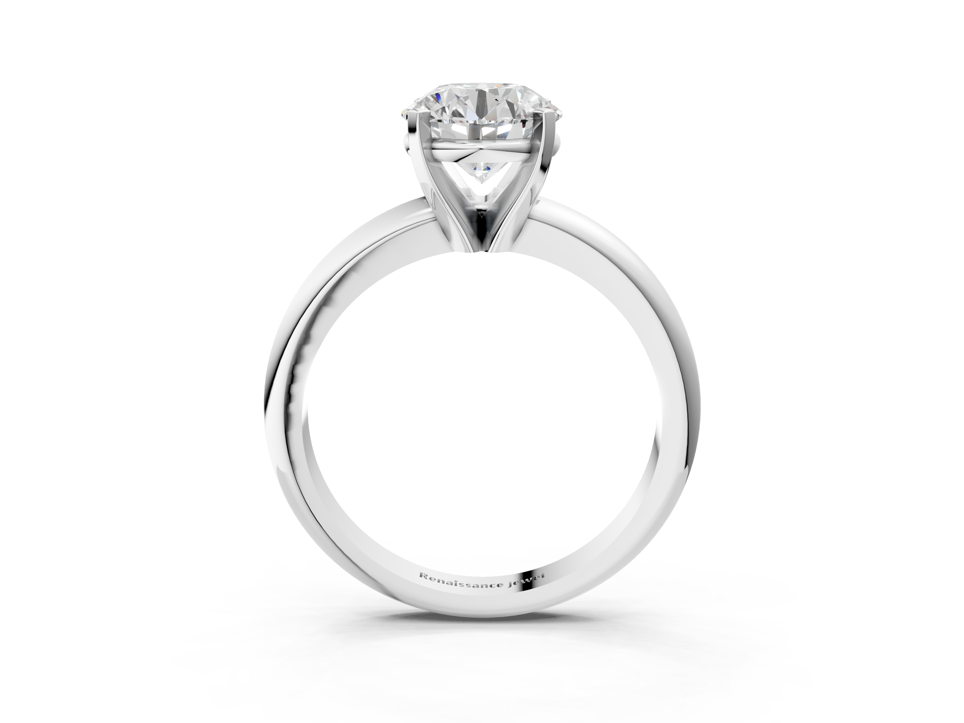 White gold Asscher Cut Solitaire Engagement Ring with Round Band and Four-Prong Setting_15