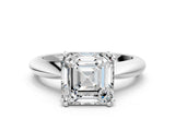 White gold Asscher Cut Solitaire Engagement Ring with Tapered Band and Four-Prong Setting 1