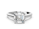 White gold Asscher Cut Solitaire Engagement Ring with Tapered Band and Four-Prong Setting_3