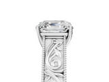 White gold Asscher Cut Solitaire Engraved Band with Four-Prong Setting_11
