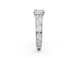 White gold Asscher Cut Solitaire Engraved Band with Four-Prong Setting_8