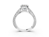 White gold Asscher Cut Solitaire Engraved Band with Four-Prong Setting_9