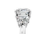 White gold Asscher Cut Solitaire Floral Diamond Ring with Four-Prong Setting_11