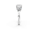 White gold Asscher Cut Solitaire Floral Diamond Ring with Four-Prong Setting_14