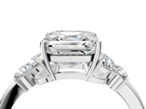 White gold Asscher Cut Solitaire Floral Diamond Ring with Four-Prong Setting_19