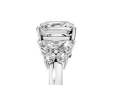 White gold Asscher Cut Solitaire Floral Diamond Ring with Four-Prong Setting_20
