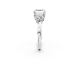 White gold Asscher Cut Solitaire Floral Diamond Ring with Four-Prong Setting_34