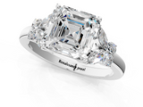 White gold Asscher Cut Solitaire Floral Diamond Ring with Four-Prong Setting_7