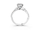 White gold Asscher Cut Solitaire Leaf-Inspired Diamond Ring with Pavé Band and Four-Prong Setting_43