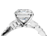 White gold Asscher Cut Solitaire Leaf-Inspired Diamond Ring with Pavé Band and Four-Prong Setting_44