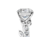 White gold Asscher Cut Solitaire Leaf-Inspired Diamond Ring with Pavé Band and Four-Prong Setting_45