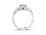 White gold Asscher Cut Solitaire Milgrain Leaf Band with Prong Setting_10