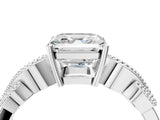 White gold Asscher Cut Solitaire Milgrain Leaf Band with Prong Setting_11