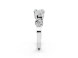 White gold Asscher Cut Solitaire Milgrain Leaf Band with Prong Setting_25