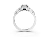 White gold Asscher Cut Solitaire Milgrain Leaf Band with Prong Setting_26