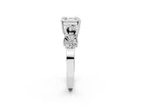 White gold Asscher Cut Solitaire Milgrain Leaf Band with Prong Setting_9