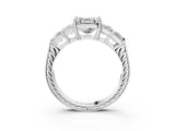 White gold Asscher Cut Solitaire Princess Side Stone Engraved Band Prong Setting Ring_38