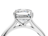 White gold Asscher Cut Solitaire Ring with Cathedral Band and Four-Prong Setting_10