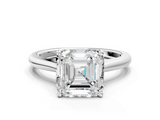 White gold Asscher Cut Solitaire Ring with Cathedral Band and Four-Prong Setting_6