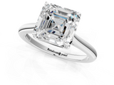 White gold Asscher Cut Solitaire Ring with Cathedral Band and Four-Prong Setting_7