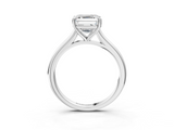 White gold Asscher Cut Solitaire Ring with Cathedral Band and Four-Prong Setting_9