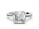 White gold Asscher Cut Solitaire Ring with Four-Prong Setting and Classic Band_23