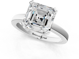 White gold Asscher Cut Solitaire Ring with Four-Prong Setting and Classic Band_24