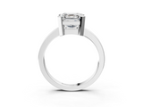 White gold Asscher Cut Solitaire Ring with Four-Prong Setting and Classic Band_26