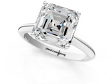 White gold Asscher Cut Solitaire Ring with Four-Prong Setting on a Classic Band_7