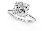 White gold Asscher Cut Solitaire Ring with Thin Band and Four-Prong Setting_24