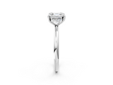 White gold Asscher Cut Solitaire Ring with Thin Band and Four-Prong Setting_25