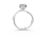 White gold Asscher Cut Solitaire Ring with Thin Band and Four-Prong Setting_26
