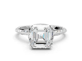 White gold Asscher Cut Solitaire Split Shank Pave Diamond Engagement Ring with Four-Prong Setting_13