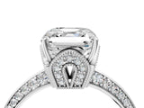 White gold Asscher Cut Solitaire Split Shank Pave Diamond Engagement Ring with Four-Prong Setting_17