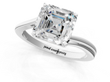 White gold Asscher Cut Solitaire Twist Band Ring with Four-Prong Setting_24