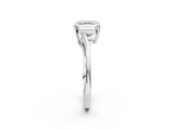 White gold Asscher Cut Solitaire Twist Band Ring with Four-Prong Setting_25