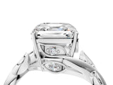 White gold Asscher Cut Solitaire Twist Engagement Ring with Leaf Accents and Prong Setting_11
