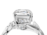 White gold Asscher Cut Solitaire Twist Engagement Ring with Leaf Accents and Prong Setting_23