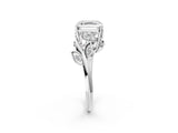 White gold Asscher Cut Solitaire Twist Engagement Ring with Leaf Accents and Prong Setting_27