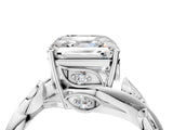 White gold Asscher Cut Solitaire Twist Engagement Ring with Leaf Accents and Prong Setting_29
