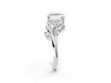White gold Asscher Cut Solitaire Twist Engagement Ring with Leaf Accents and Prong Setting_9