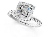 White gold Asscher Cut Solitaire Twisted Band with Four-Prong Setting_35