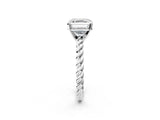 White gold Asscher Cut Solitaire Twisted Band with Four-Prong Setting_38