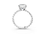 White gold Asscher Cut Solitaire Twisted Band with Four-Prong Setting_38