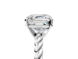 White gold Asscher Cut Solitaire Twisted Band with Four-Prong Setting_39